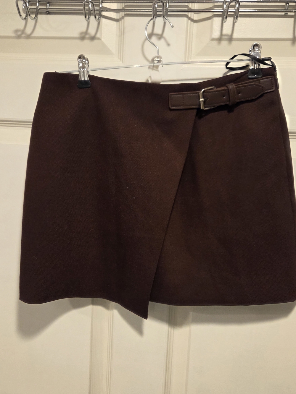 NWT- Commense Dark Brown Wrap Mini Skirt with Belt